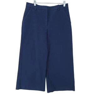 ZARA Navy Crop Wide-Leg Chino Trousers